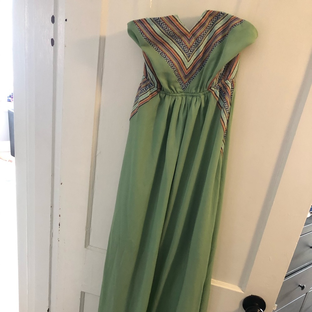 Teal Maxi dress with accent